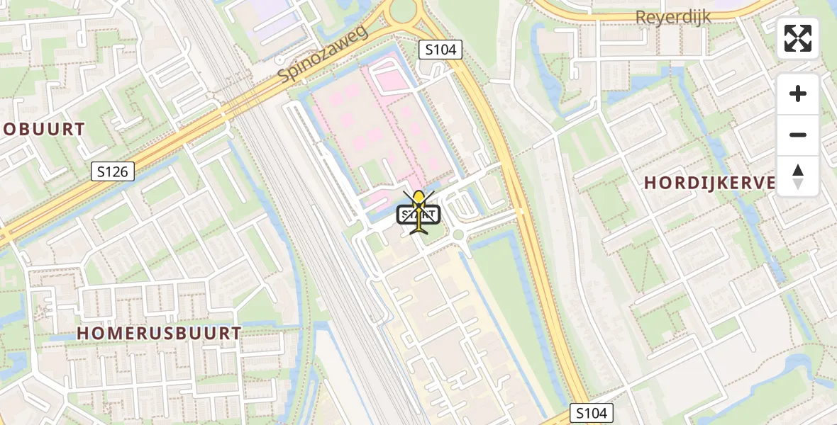 Routekaart van de vlucht: Lifeliner 4 naar Rotterdam, Stolwijkstraat