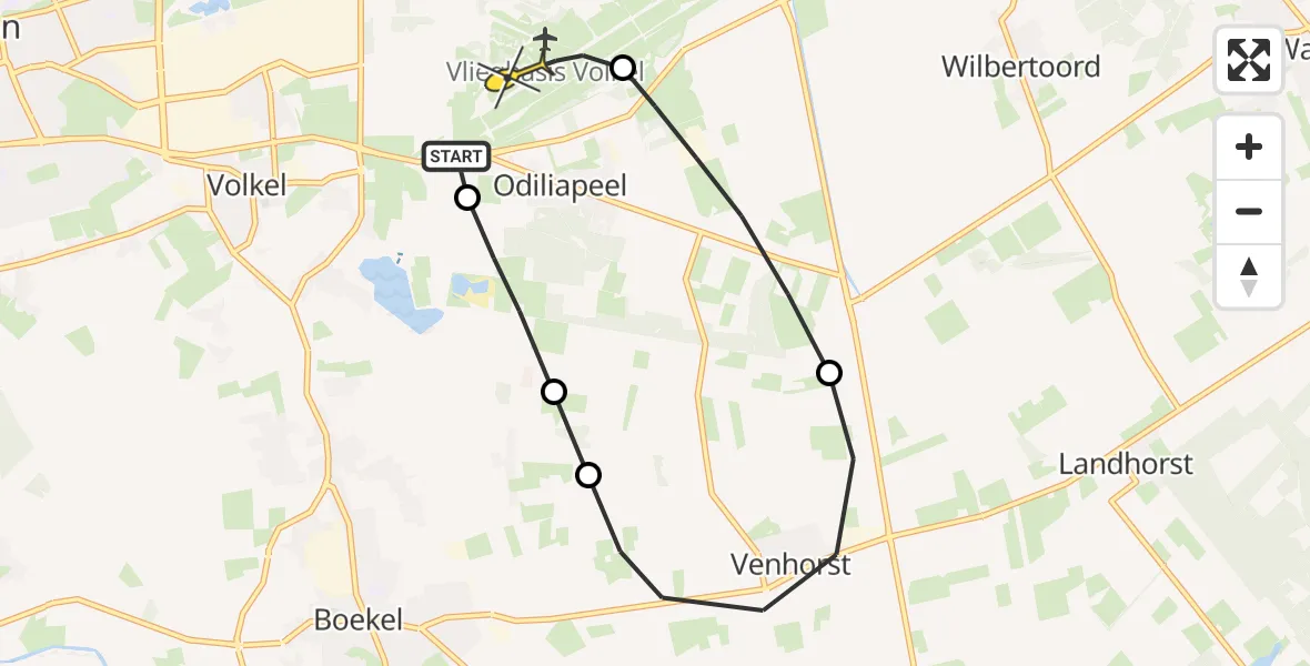 Routekaart van de vlucht: Lifeliner 3 naar Vliegbasis Volkel, Oosterheidestraat