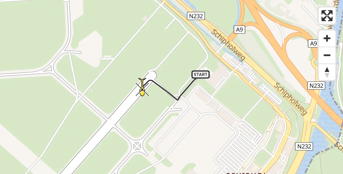 Routekaart van de vlucht: Politiehelikopter naar Schiphol, Thermiekstraat