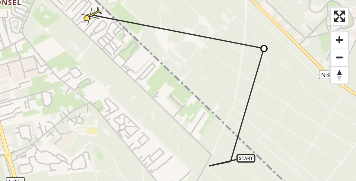 Routekaart van de vlucht: Politiehelikopter naar Ermelo, Haspel