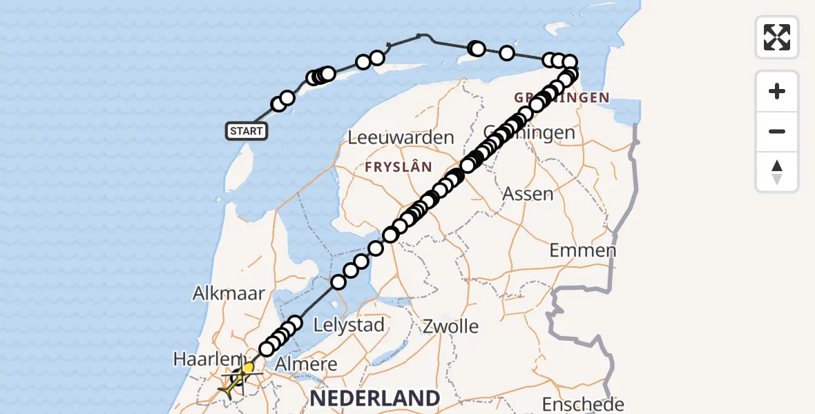 Routekaart van de vlucht: Politiehelikopter naar Schiphol, Goede Ree