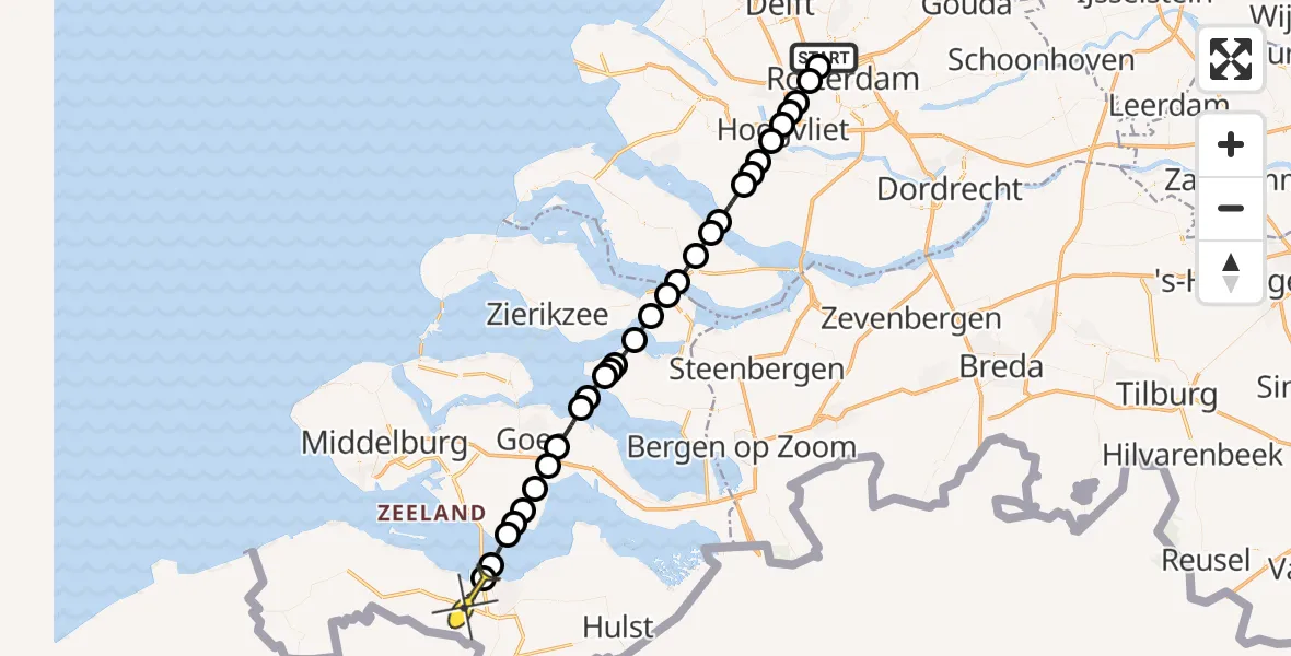 Routekaart van de vlucht: Lifeliner 2 naar Hoek, Van der Duijn van Maasdamweg