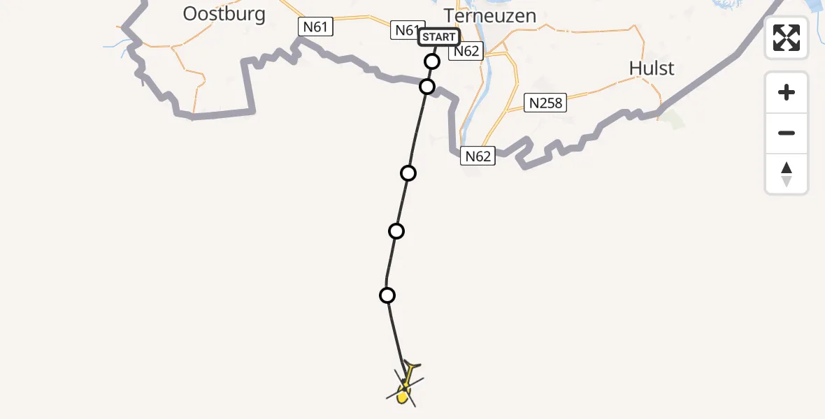 Routekaart van de vlucht: Lifeliner 2 naar van Wuyckhuiseweg