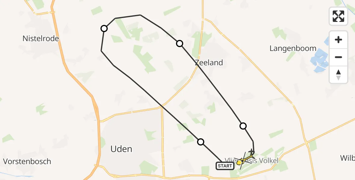 Routekaart van de vlucht: Lifeliner 3 naar Vliegbasis Volkel, Jagersveld