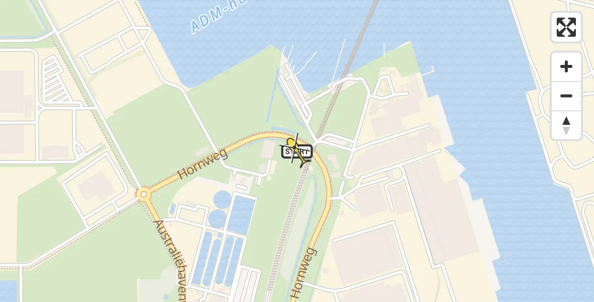 Routekaart van de vlucht: Lifeliner 1 naar Amsterdam Heliport, Capriweg