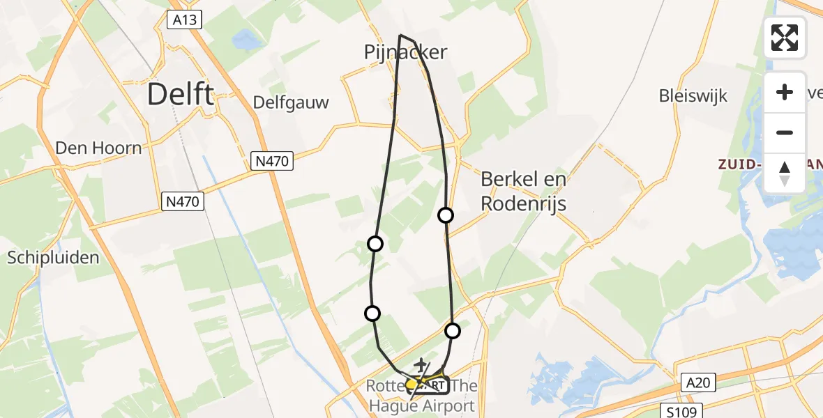 Routekaart van de vlucht: Lifeliner 2 naar Rotterdam The Hague Airport, Molenkade