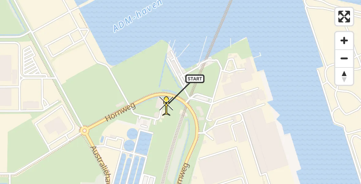 Routekaart van de vlucht: Lifeliner 1 naar Amsterdam Heliport, Hornweg