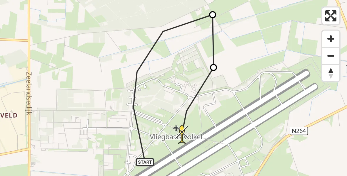 Routekaart van de vlucht: Lifeliner 3 naar Vliegbasis Volkel, Zeelandsedijk