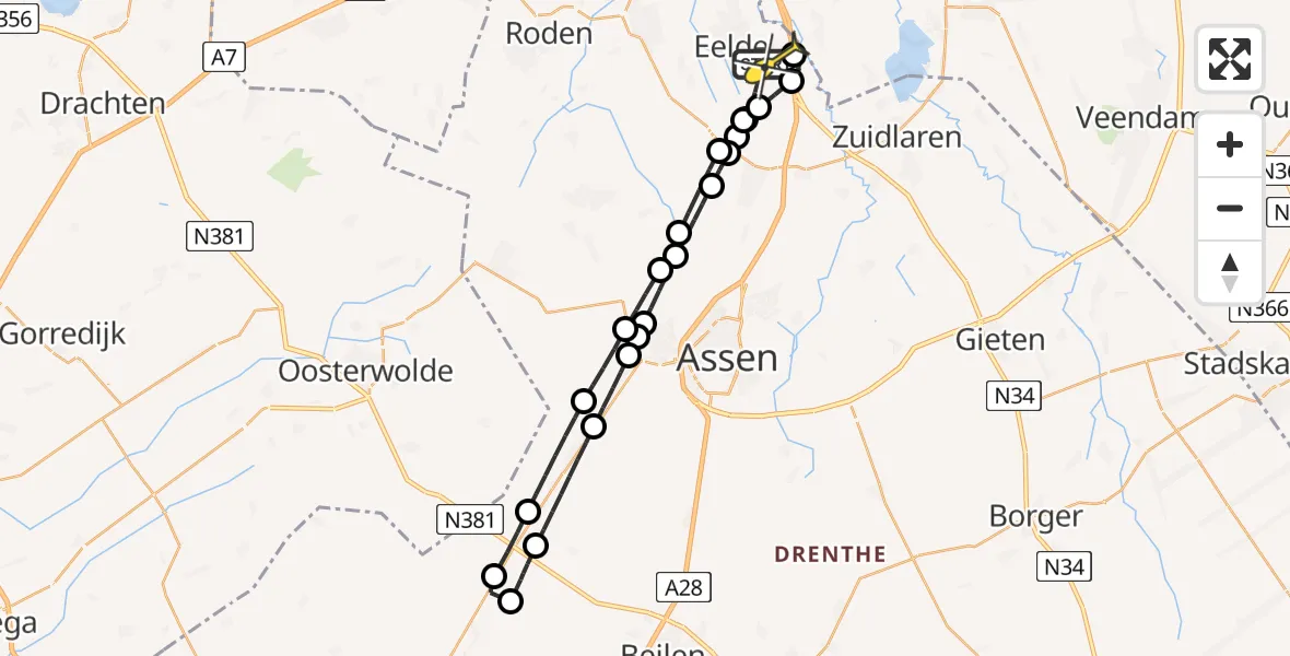 Routekaart van de vlucht: Lifeliner 4 naar Groningen Airport Eelde, Vissersweg