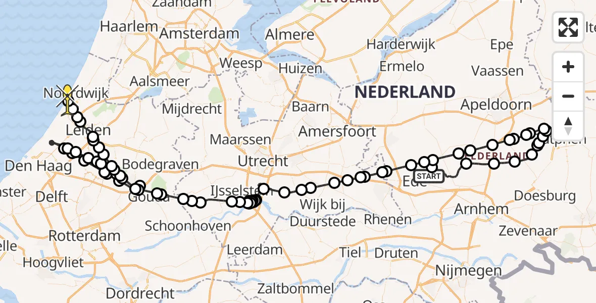 Routekaart van de vlucht: Politiehelikopter naar Noordwijk, Kompagniesberg