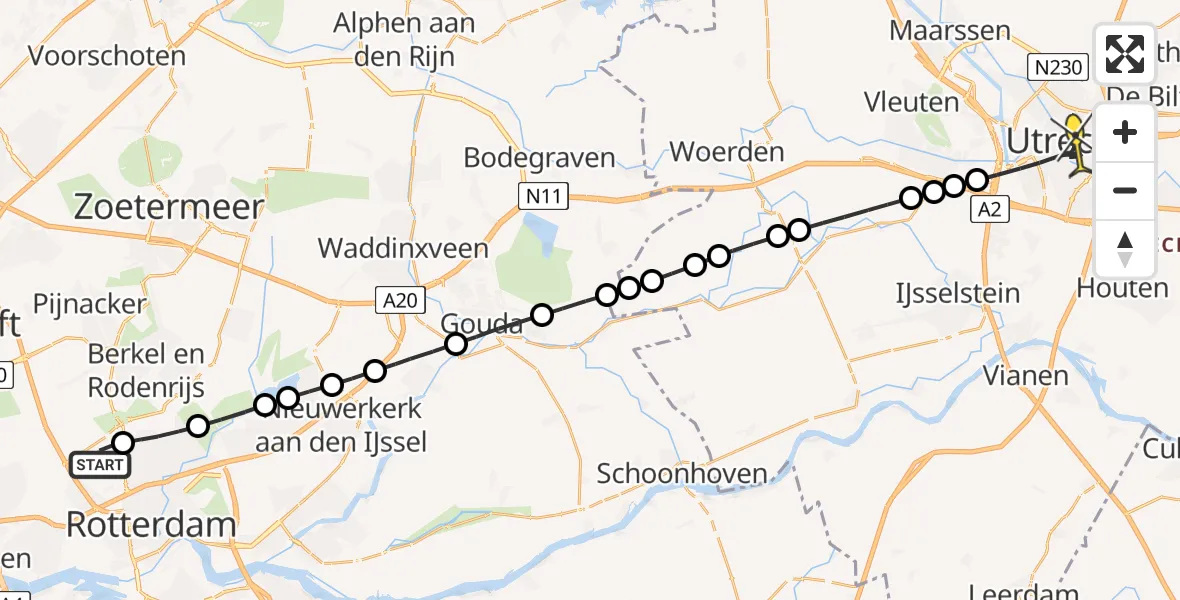 Routekaart van de vlucht: Lifeliner 2 naar Utrecht, Bovendijk