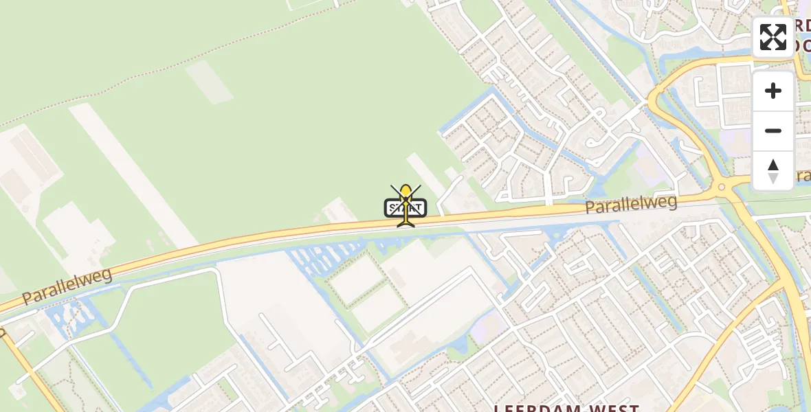 Routekaart van de vlucht: Lifeliner 2 naar Leerdam, Parallelweg