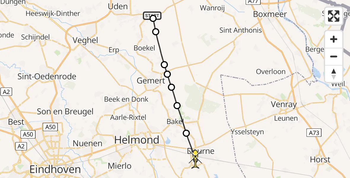 Routekaart van de vlucht: Lifeliner 3 naar Deurne, Oosterheidestraat