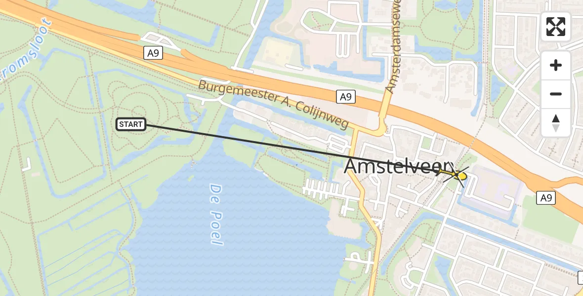 Routekaart van de vlucht: Politieheli naar Amstelveen, Kazernepad