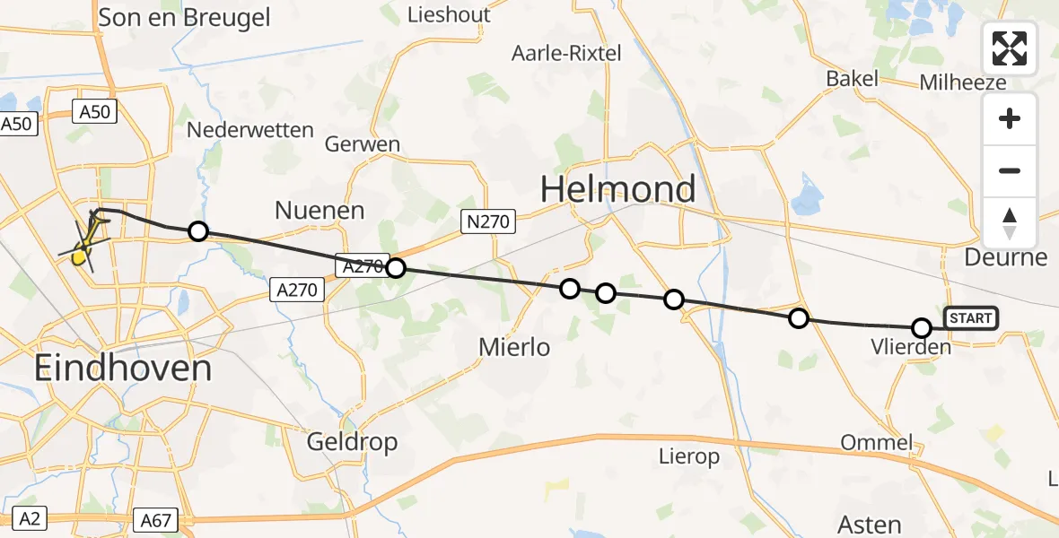 Routekaart van de vlucht: Lifeliner 3 naar Eindhoven, Karnweg