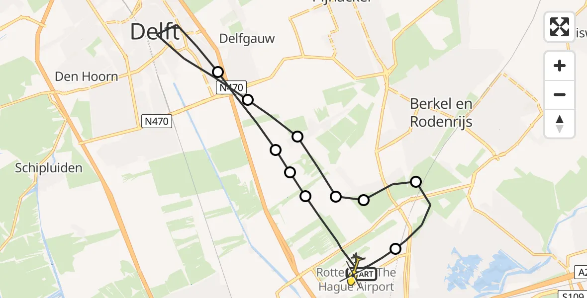 Routekaart van de vlucht: Lifeliner 2 naar Rotterdam The Hague Airport, Hofweg