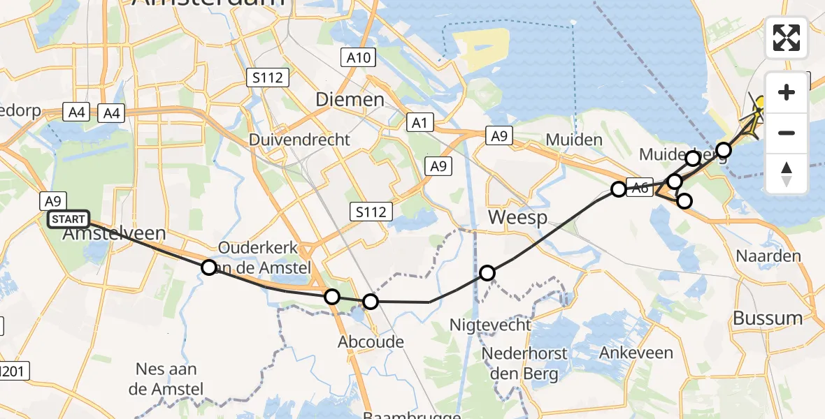 Routekaart van de vlucht: Politiehelikopter naar Almere, Doorweg