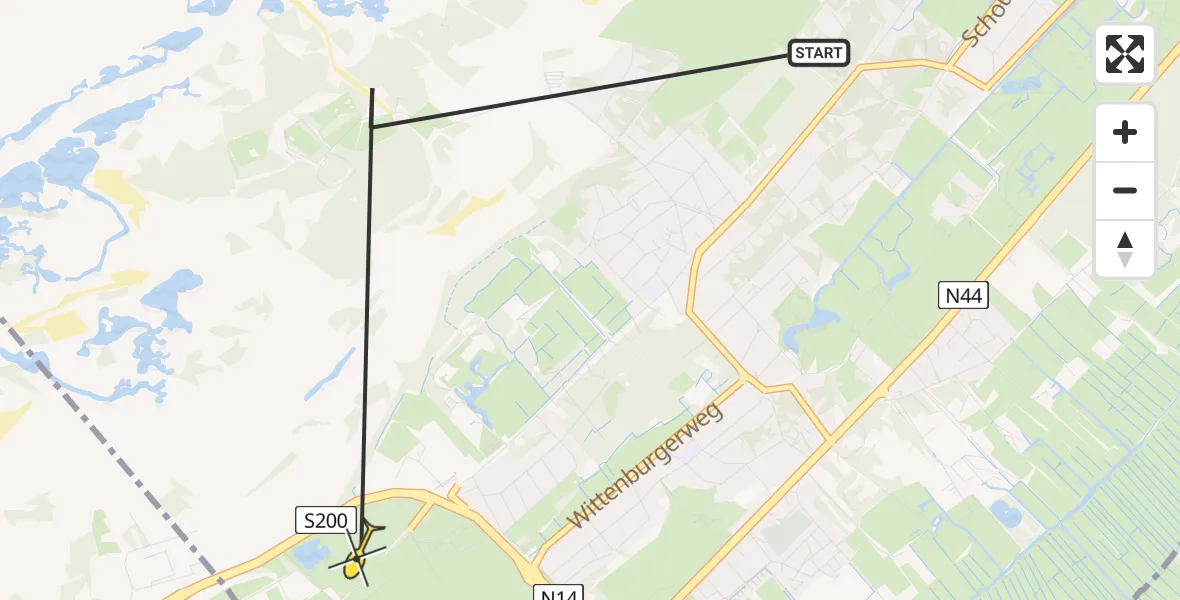 Routekaart van de vlucht: Politiehelikopter naar Wassenaar, Grote Wei