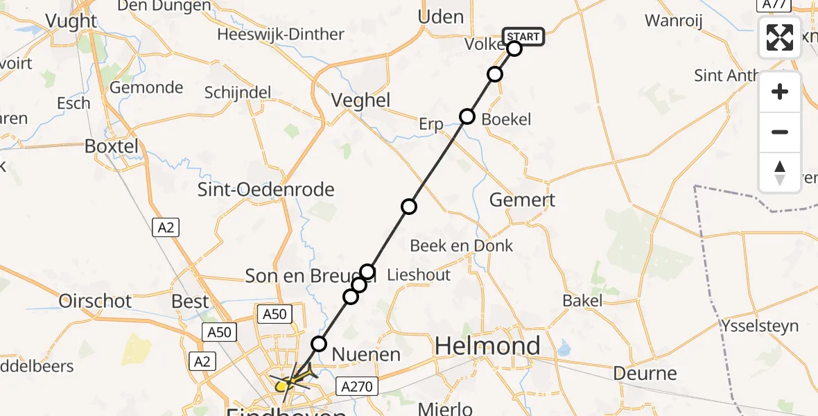 Routekaart van de vlucht: Lifeliner 3 naar Eindhoven, Schuttersweg