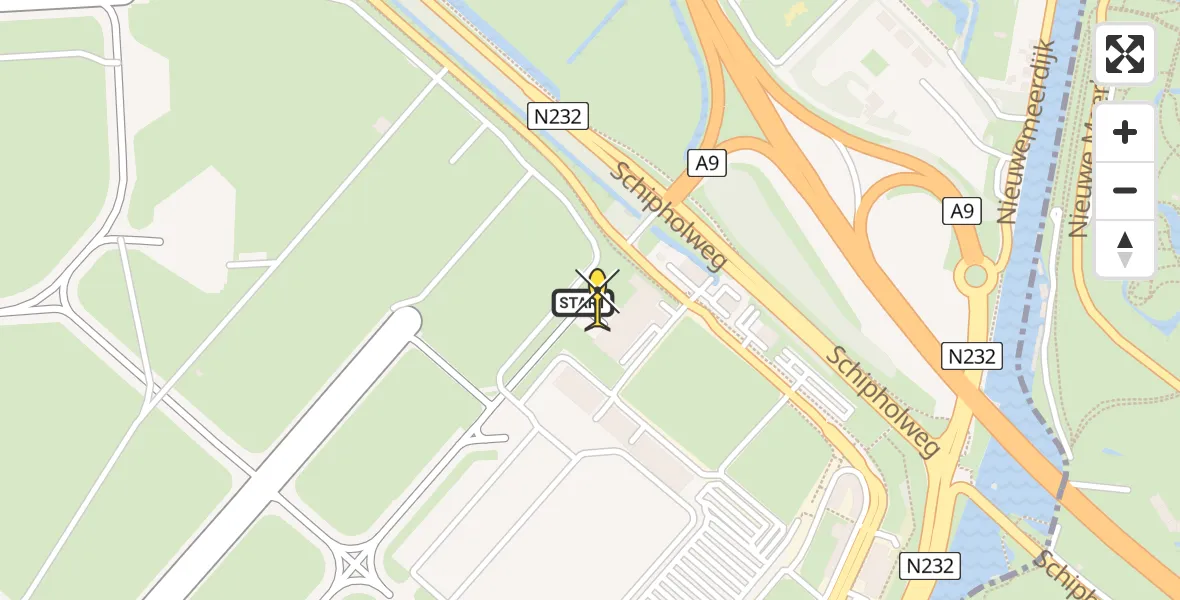 Routekaart van de vlucht: Politieheli naar Schiphol, Loevesteinse Randweg