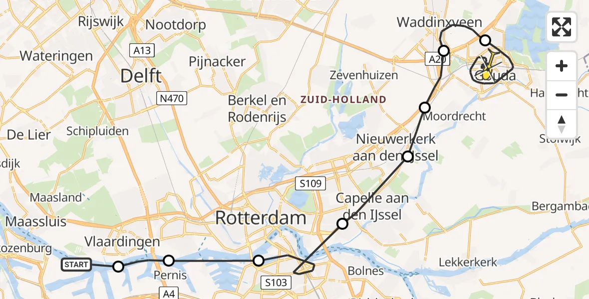 Routekaart van de vlucht: Politiehelikopter naar Gouda, Tankhoofd