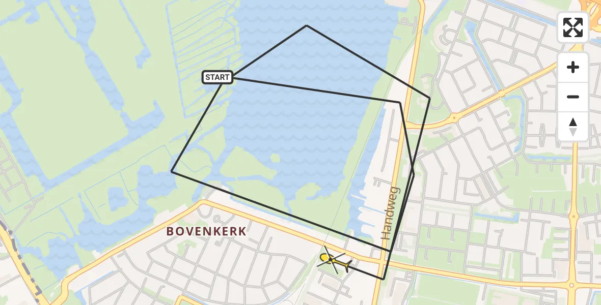 Routekaart van de vlucht: Politiehelikopter naar Amstelveen, Populierenlaan