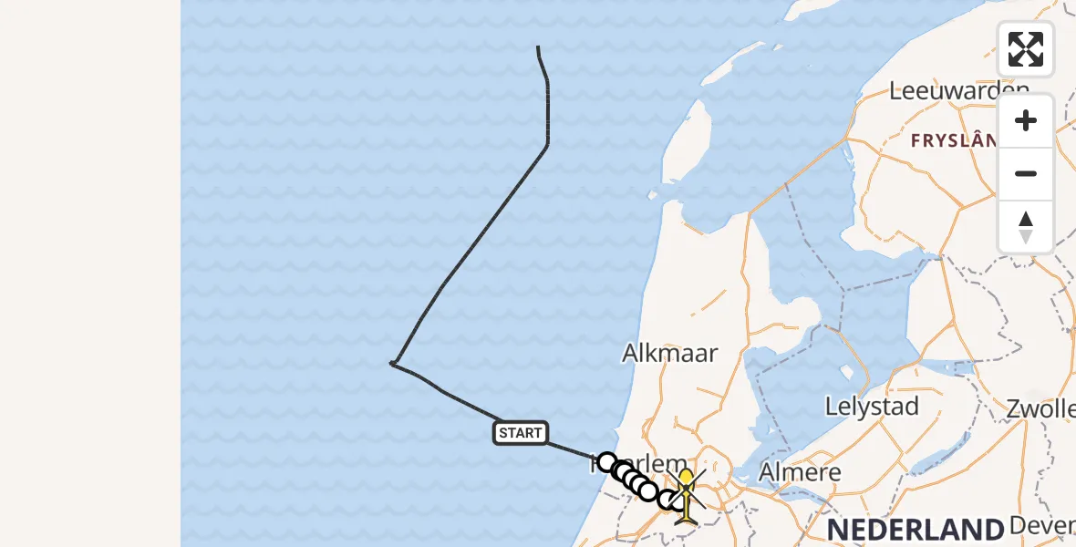 Vluchtroute Politiehelikopter van  naar Schiphol