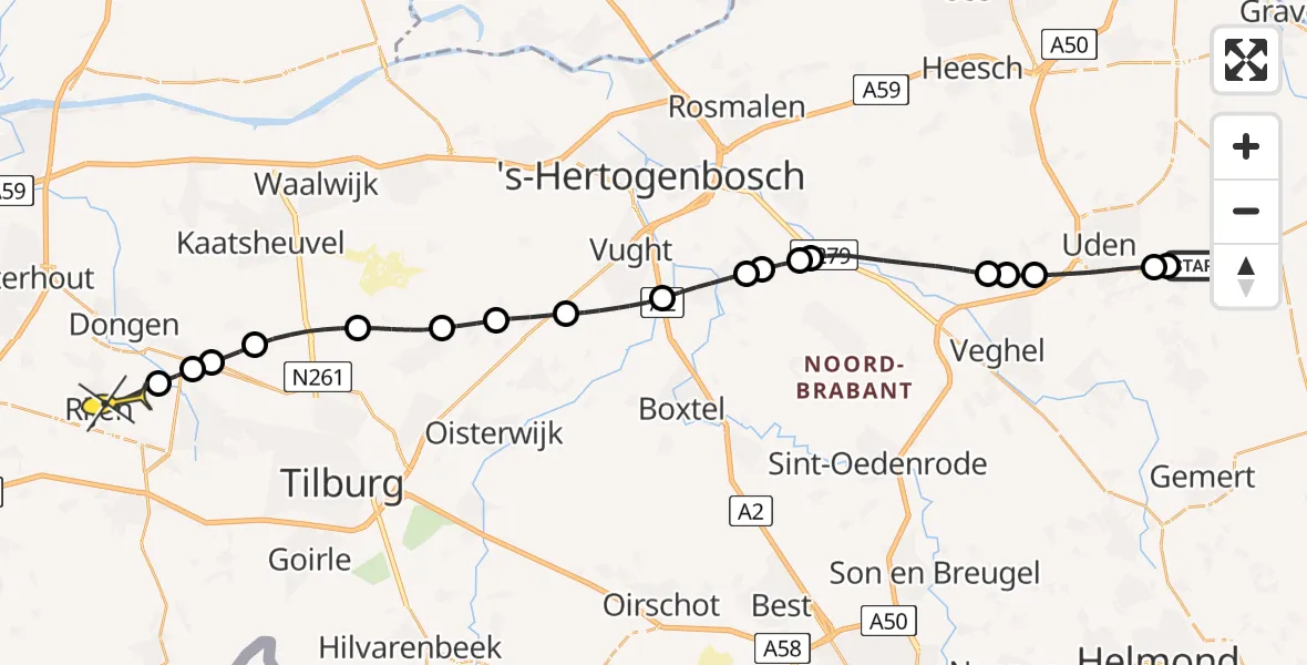 Routekaart van de vlucht: Lifeliner 3 naar Rijen, Venstraat