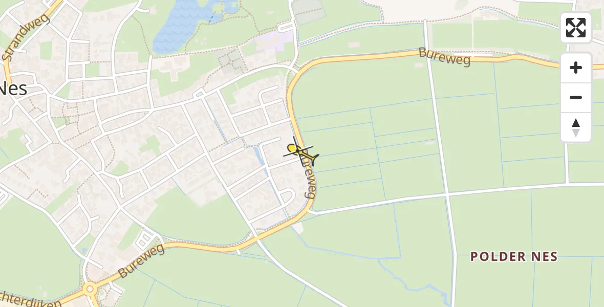 Routekaart van de vlucht: Ambulanceheli naar Nes