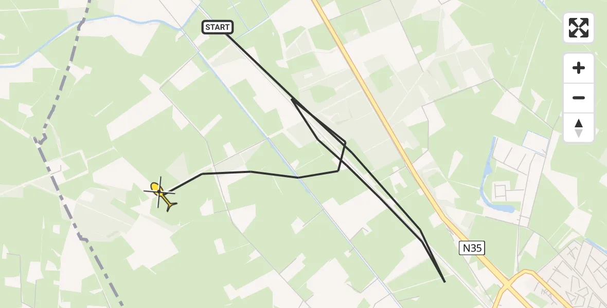 Routekaart van de vlucht: Politiehelikopter naar Raalte, Pruimersallee