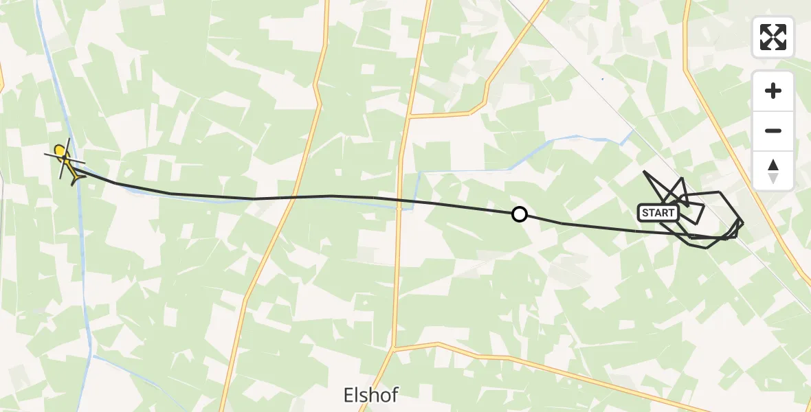 Routekaart van de vlucht: Politiehelikopter naar Wijhe, Velnerweg