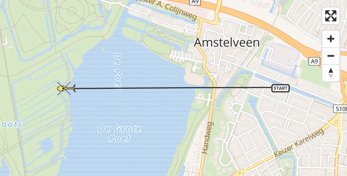 Routekaart van de vlucht: Politiehelikopter naar Amstelveen, Kleine Noorddijk