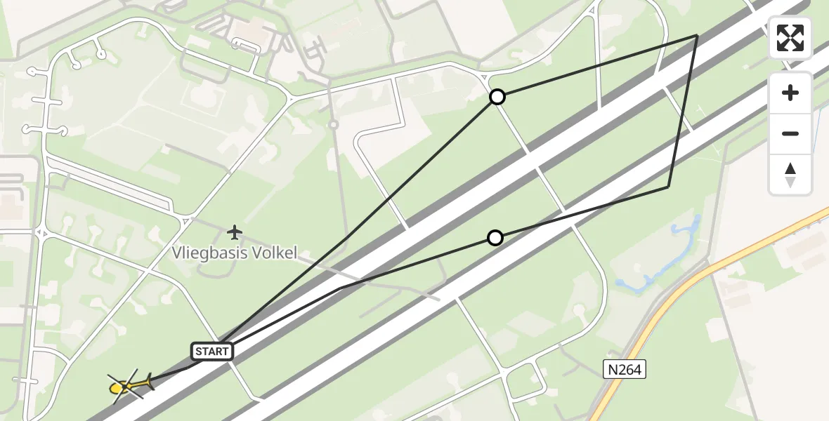 Routekaart van de vlucht: Lifeliner 3 naar Vliegbasis Volkel, Zeelandsedijk