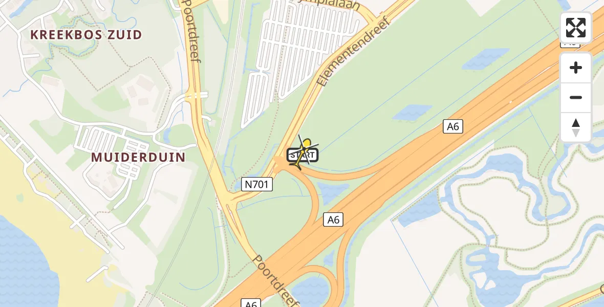 Routekaart van de vlucht: Lifeliner 1 naar Almere, Elementendreef