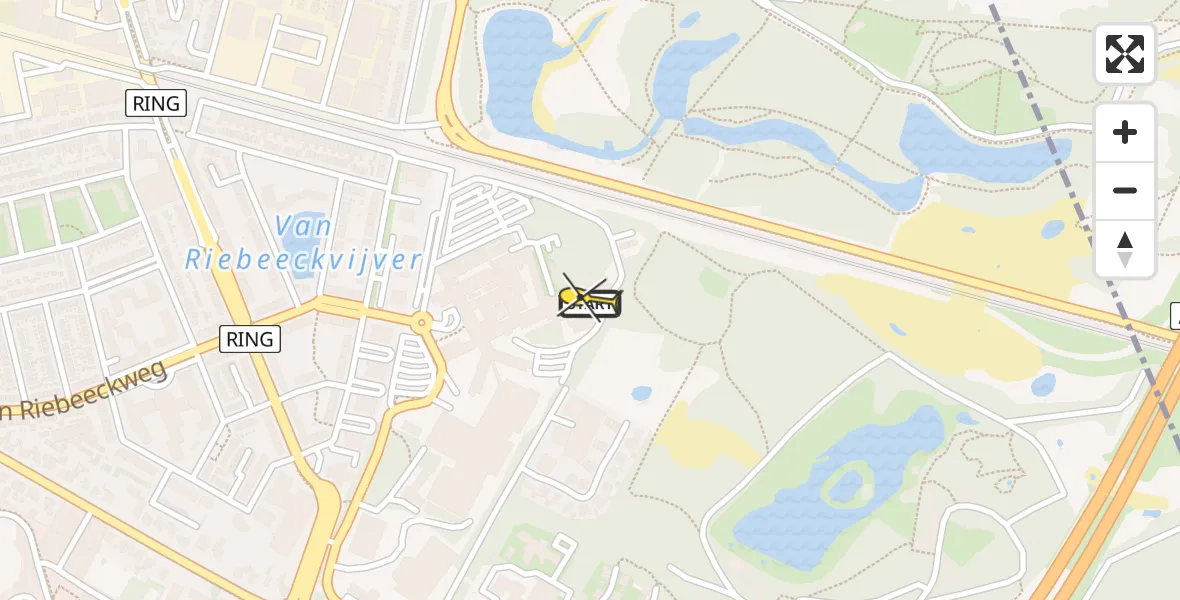 Routekaart van de vlucht: Lifeliner 1 naar Hilversum, Van Riebeeckweg