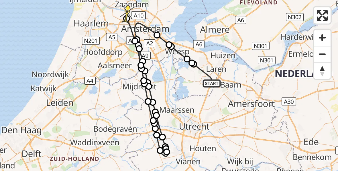 Routekaart van de vlucht: Lifeliner 1 naar Amsterdam Heliport, Anton Philipsweg