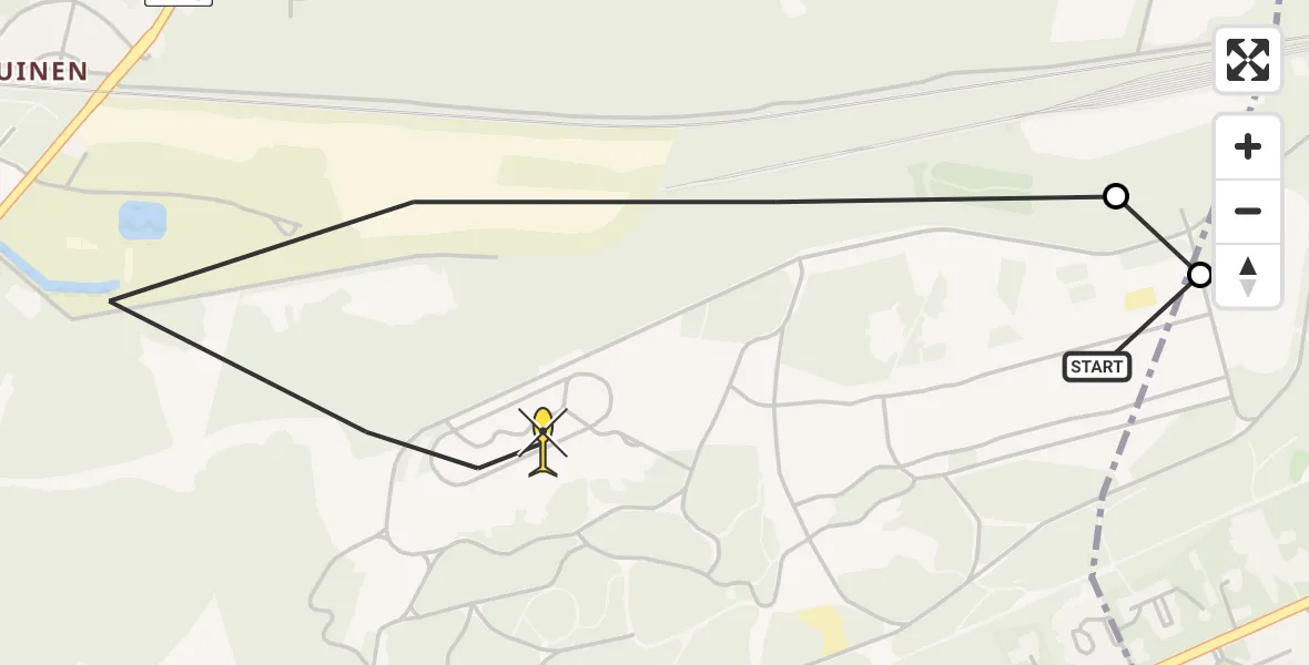 Routekaart van de vlucht: Politieheli naar Soest, Barchman Wuytierslaan