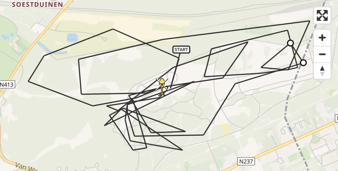 Routekaart van de vlucht: Politiehelikopter naar Soest, Soesterbergsestraat