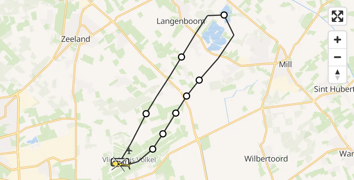 Routekaart van de vlucht: Lifeliner 3 naar Vliegbasis Volkel, Zeelandsedijk
