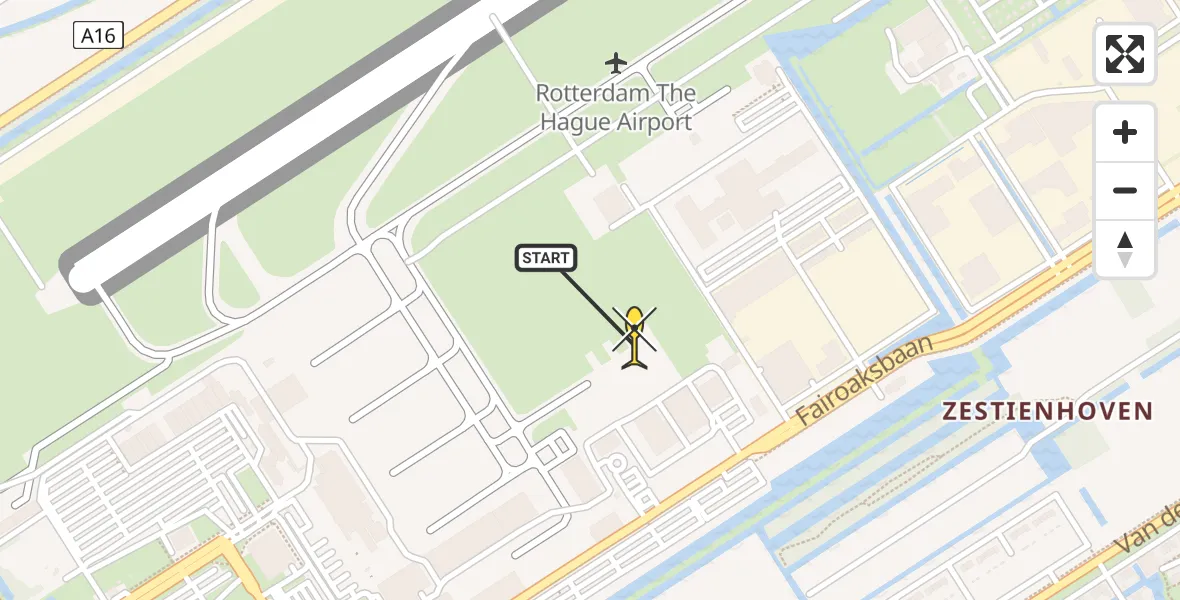 Vluchtroute Politiehelikopter van Rotterdam The Hague Airport naar Rotterdam The Hague Airport