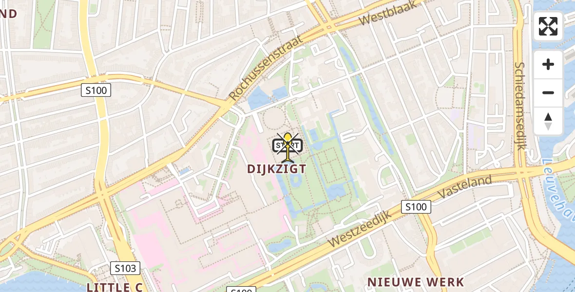 Routekaart van de vlucht: Lifeliner 2 naar Erasmus MC, Museumpark