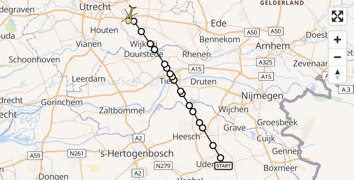 Routekaart van de vlucht: Lifeliner 3 naar Driebergen-Rijsenburg, Houtvennen