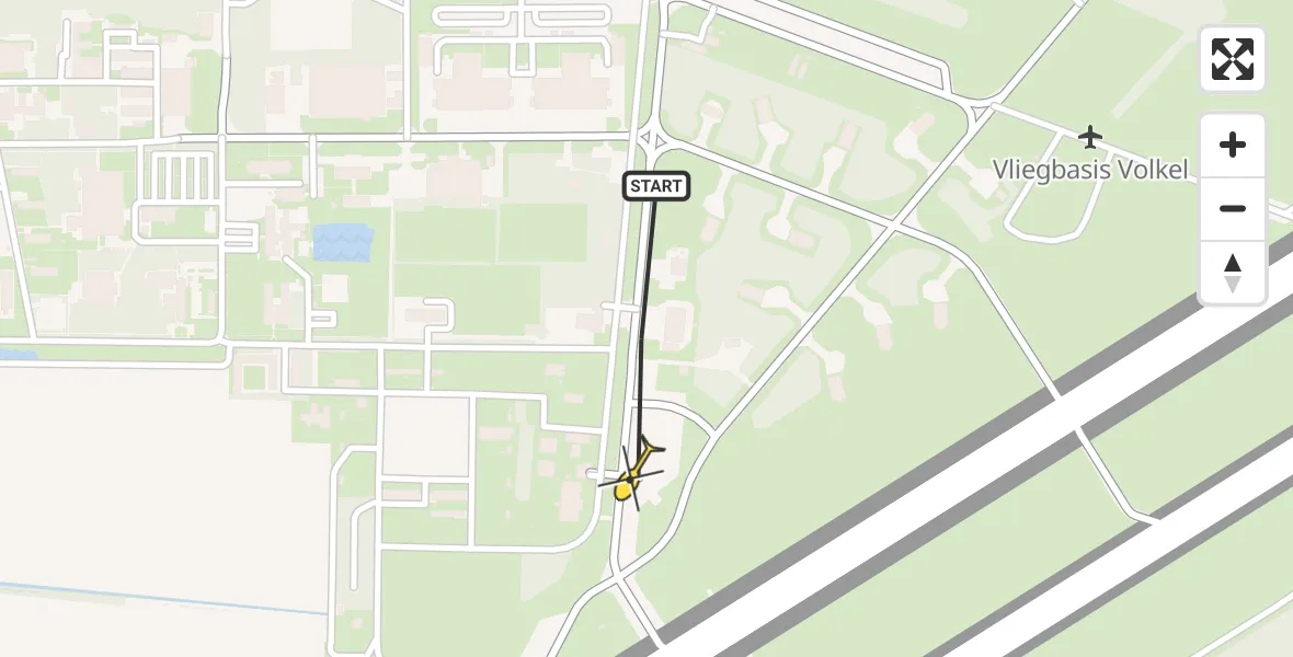 Routekaart van de vlucht: Lifeliner 3 naar Vliegbasis Volkel, Zeelandsedijk