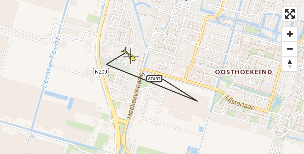 Routekaart van de vlucht: Lifeliner 2 naar Bleiswijk, Frans Halslaan