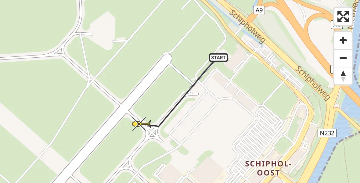 Vluchtroute Politiehelikopter van Schiphol naar Schiphol
