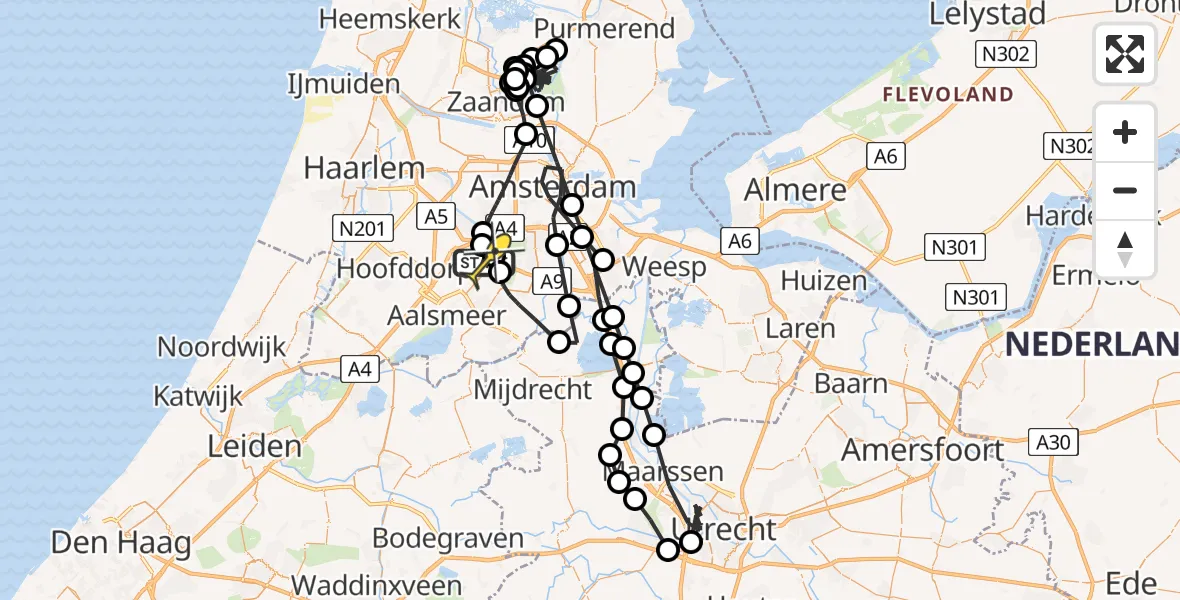 Routekaart van de vlucht: Politieheli naar Schiphol, Hoedbrug