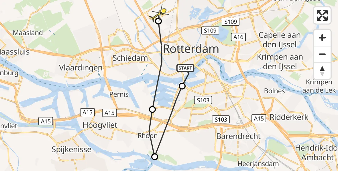 Routekaart van de vlucht: Lifeliner 2 naar Rotterdam The Hague Airport, Doklaan