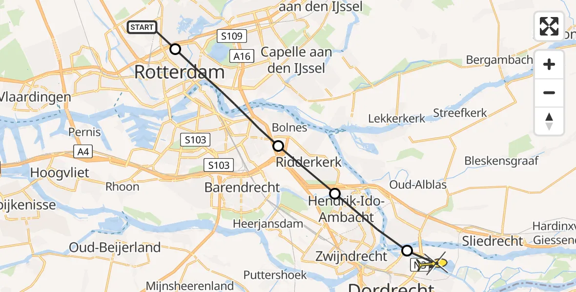 Routekaart van de vlucht: Lifeliner 2 naar Dordrecht, Edsger Dijkstralaan