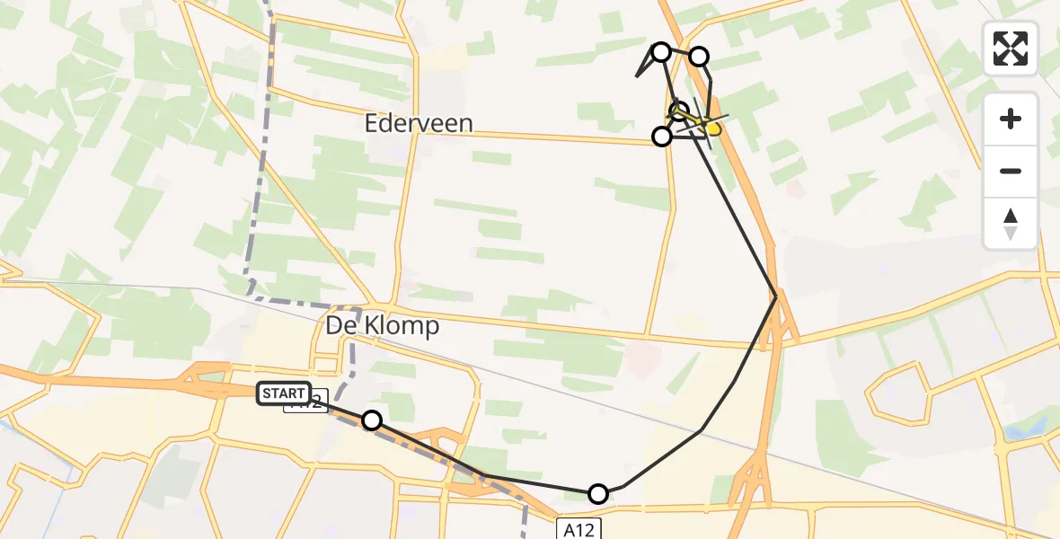 Routekaart van de vlucht: Politiehelikopter naar Ede, Veenendaal