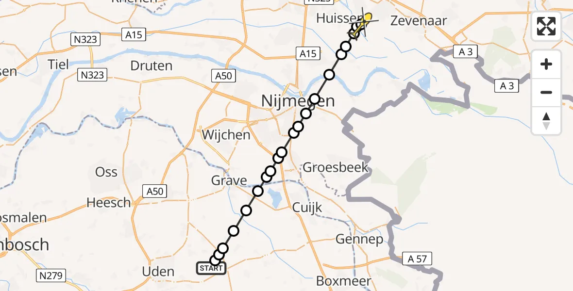 Routekaart van de vlucht: Lifeliner 3 naar Loo Gld, Witte Dellen